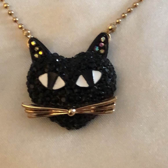 Betsey Johnson Gold Tone Ball Chain With Black Cat Pendant Necklace NWT - Picture 11 of 12
